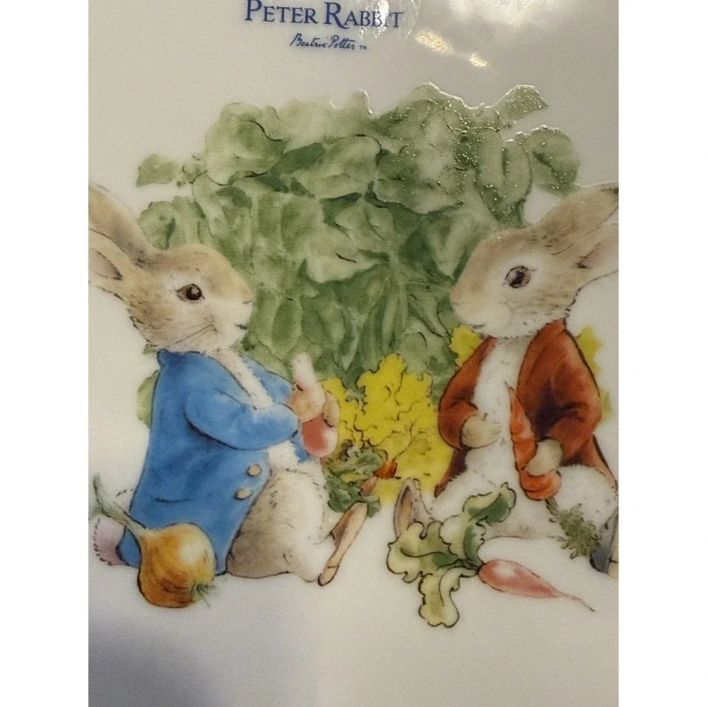 NWT ZRIKE BEATRIX POTTER EASTER BUNNY PETER RABBIT‎ SCALLOPED 4 DINNER PLATES